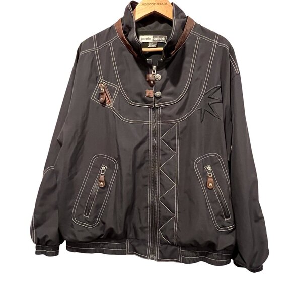 Jamie Sadock Retro Zip-Up Golf Jacket, Black, L - Picture 1 of 14